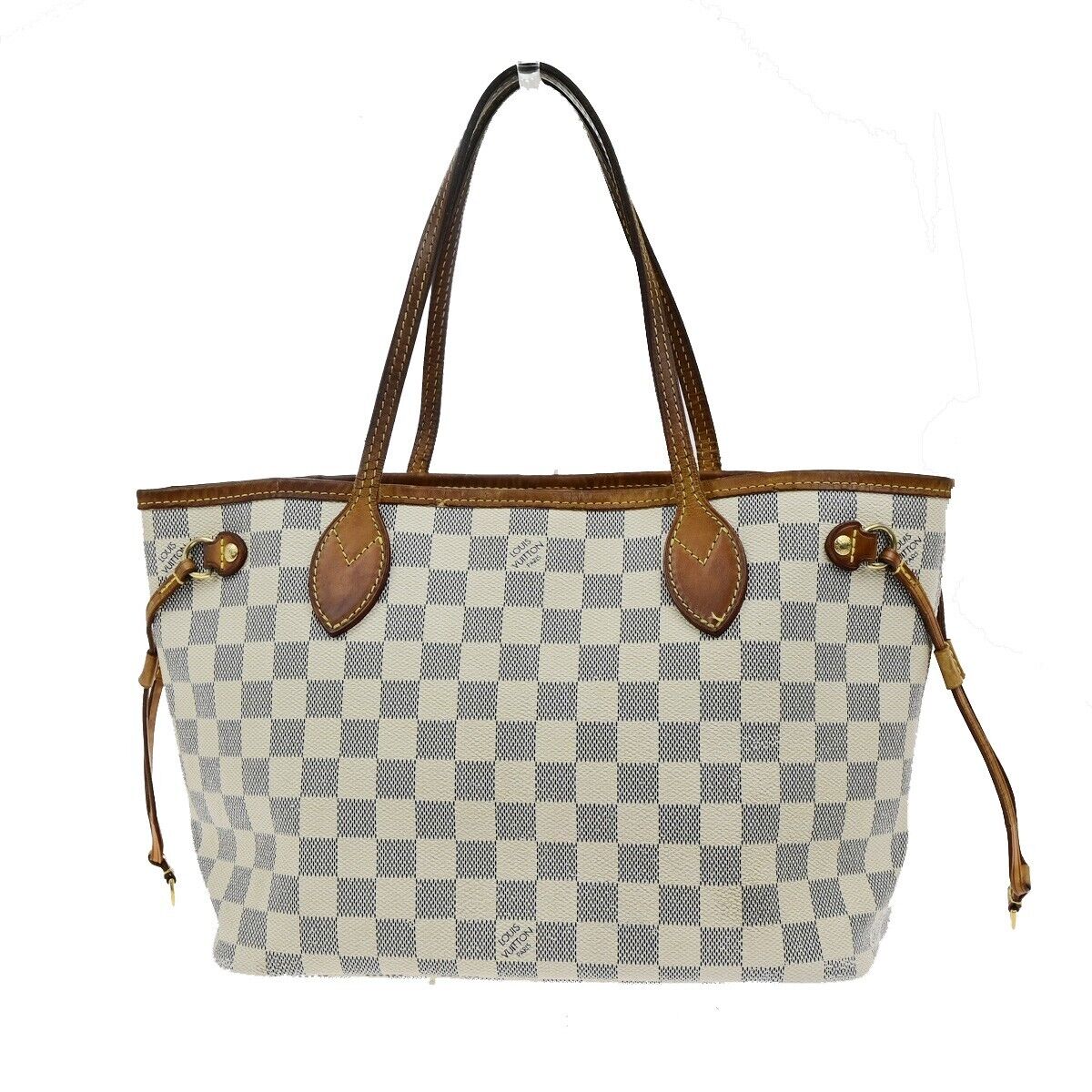 LOUIS VUITTON Neverfull PM Shoulder Tote Bag Damier Azur Leather N51110 87ED422
