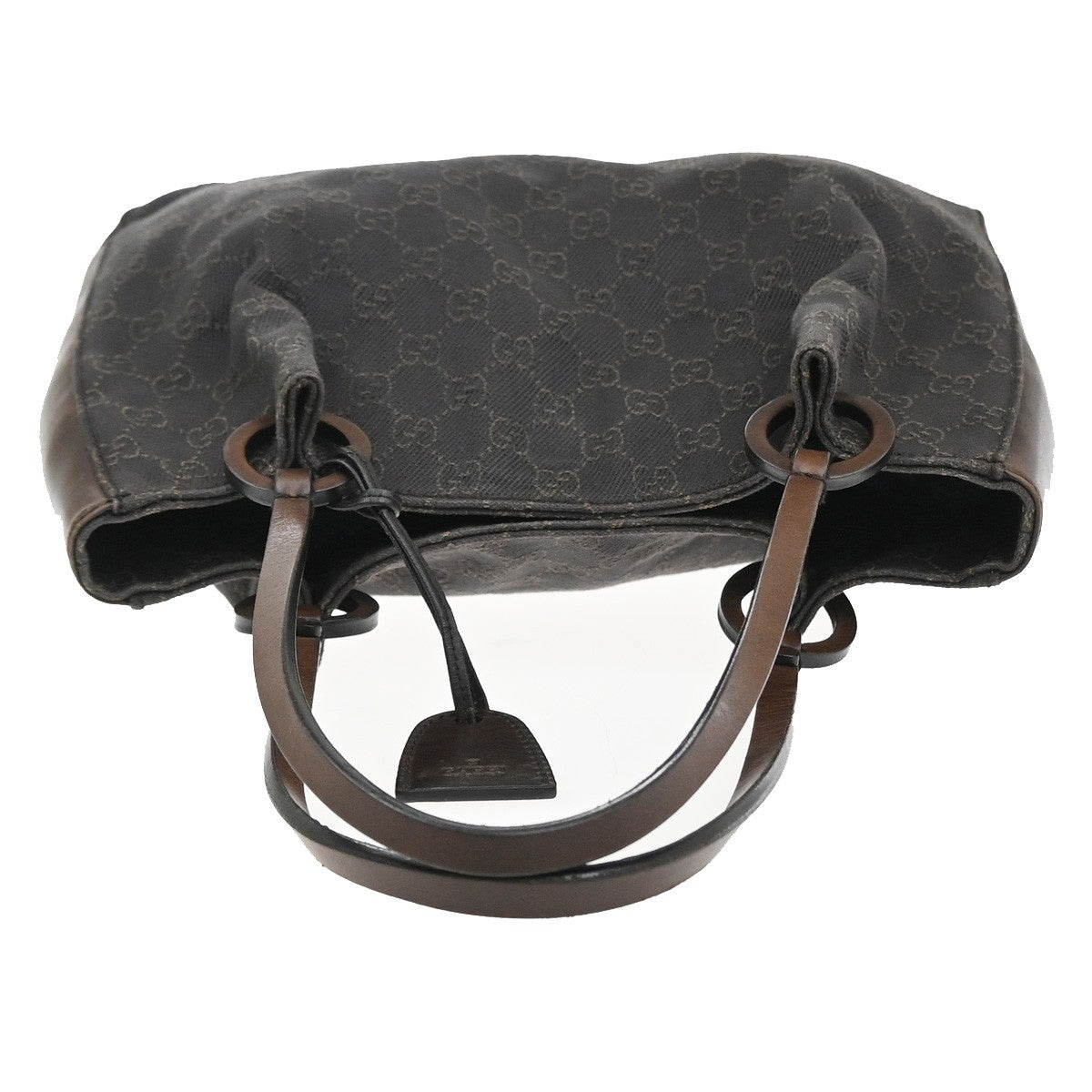 GUCCI Logo GG Pattern Shoulder Tote Hand Bag Canvas Leather Brown Italy 38MA585