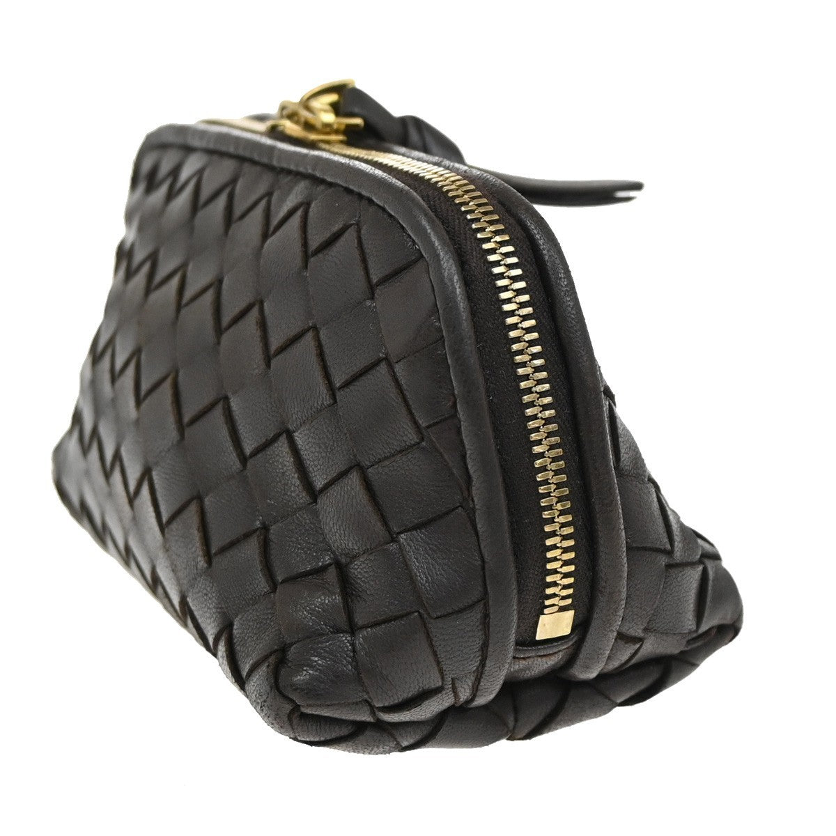 BOTTEGA VENETA Intrecciato Mini Pouch Bag Leather Brown 02EG079