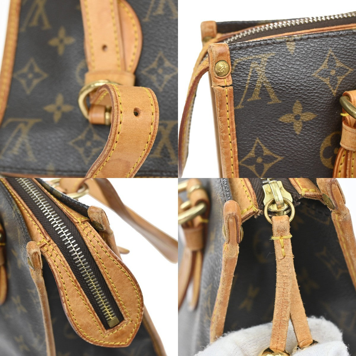 LOUIS VUITTON Popincourt Haut Shoulder Bag Monogram Leather Brown M40007 32YJ096