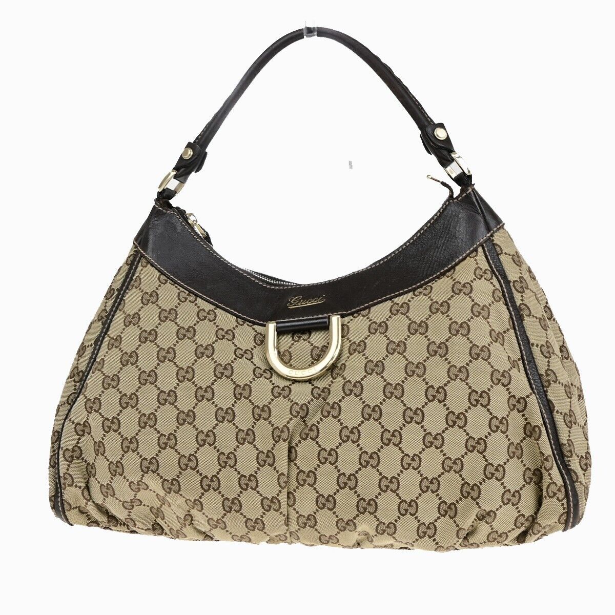 GUCCI GG Logo Abbey Shoulder Bag Canvas Leather Beige Brown Italy 32SJ138
