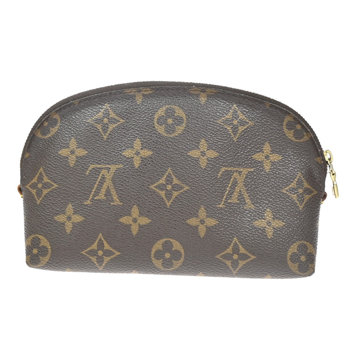 LOUIS VUITTON Logo Pochette Cosmetic Pouch Monogram Leather Brown M47515 05YH998