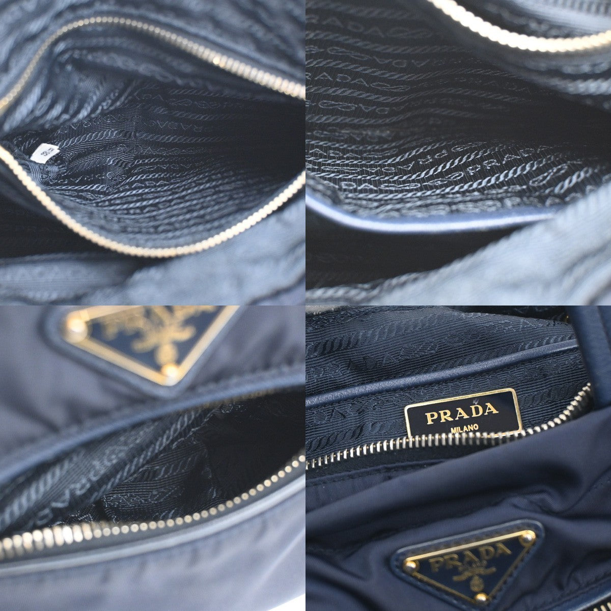 PRADA Logo Tessuto 2Way Shoulder Hand Bag Nylon Leather Navy Blue Italy 79KC009