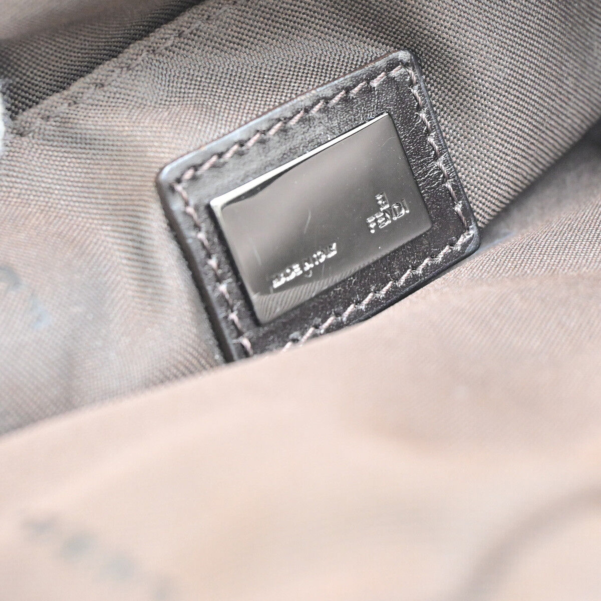 FENDI Logo Zucca Pattern Shoulder Bag Canvas Leather Brown SHW Italy 84SJ480