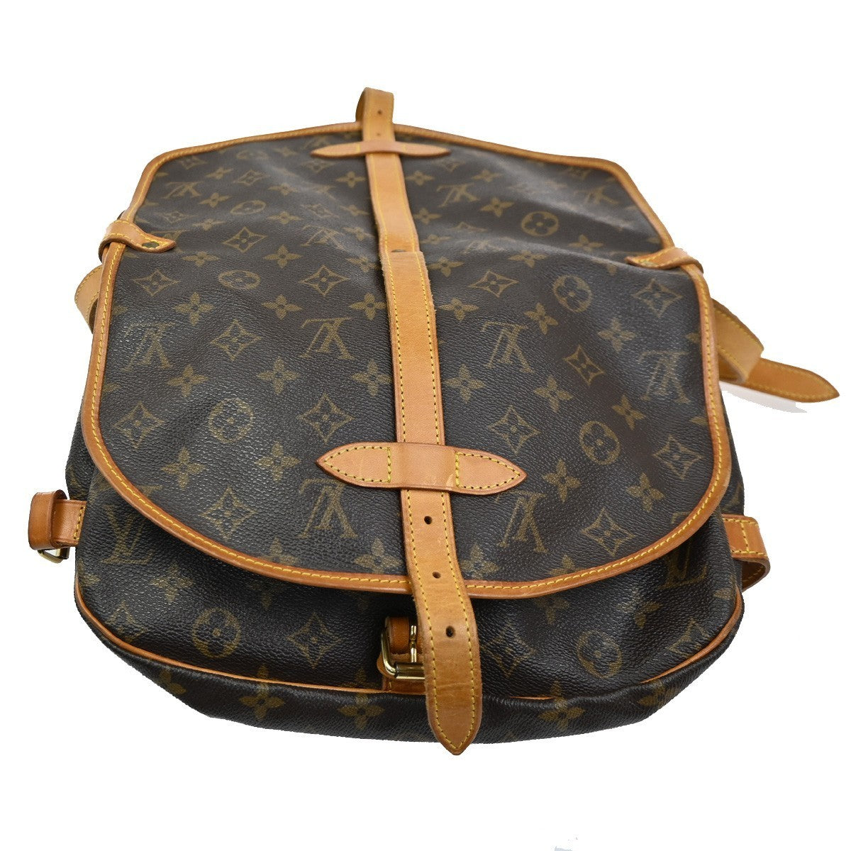 LOUIS VUITTON Logo Saumur 30 Shoulder Bag Monogram Leather Brown M42256 19CA490