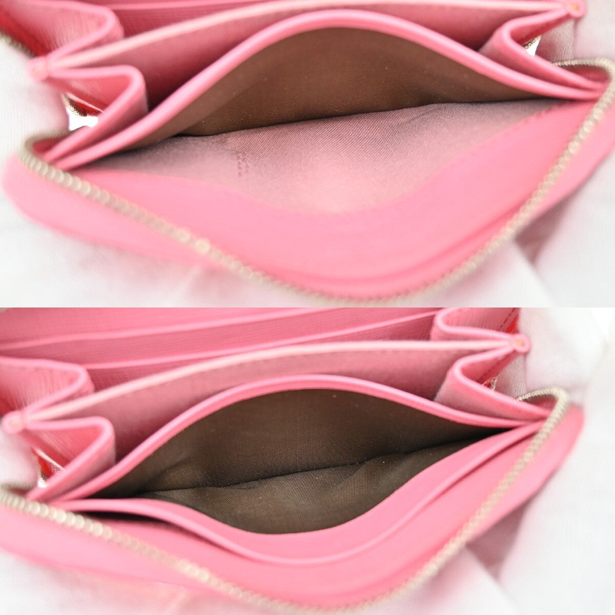 FENDI Logo Monster Bugs Eyes Compact Zip Around Coin Wallet Leather Pink 64YH228