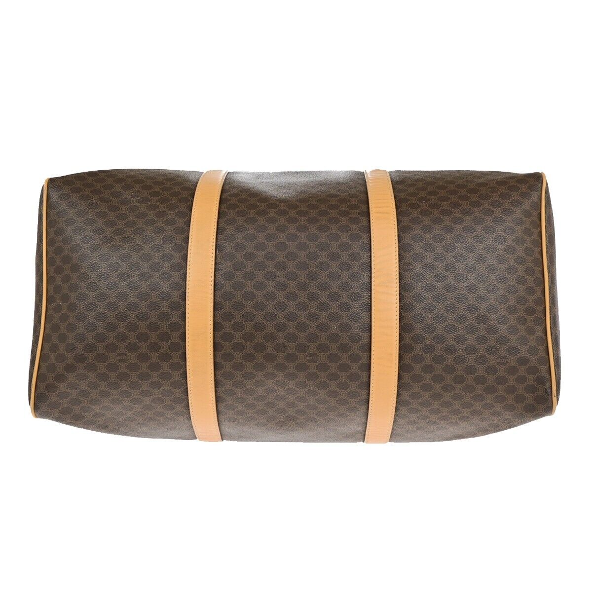 CELINE Logo Macadam Pattern Travel Hand Bag PVC Leather Brown GHW 65ED371