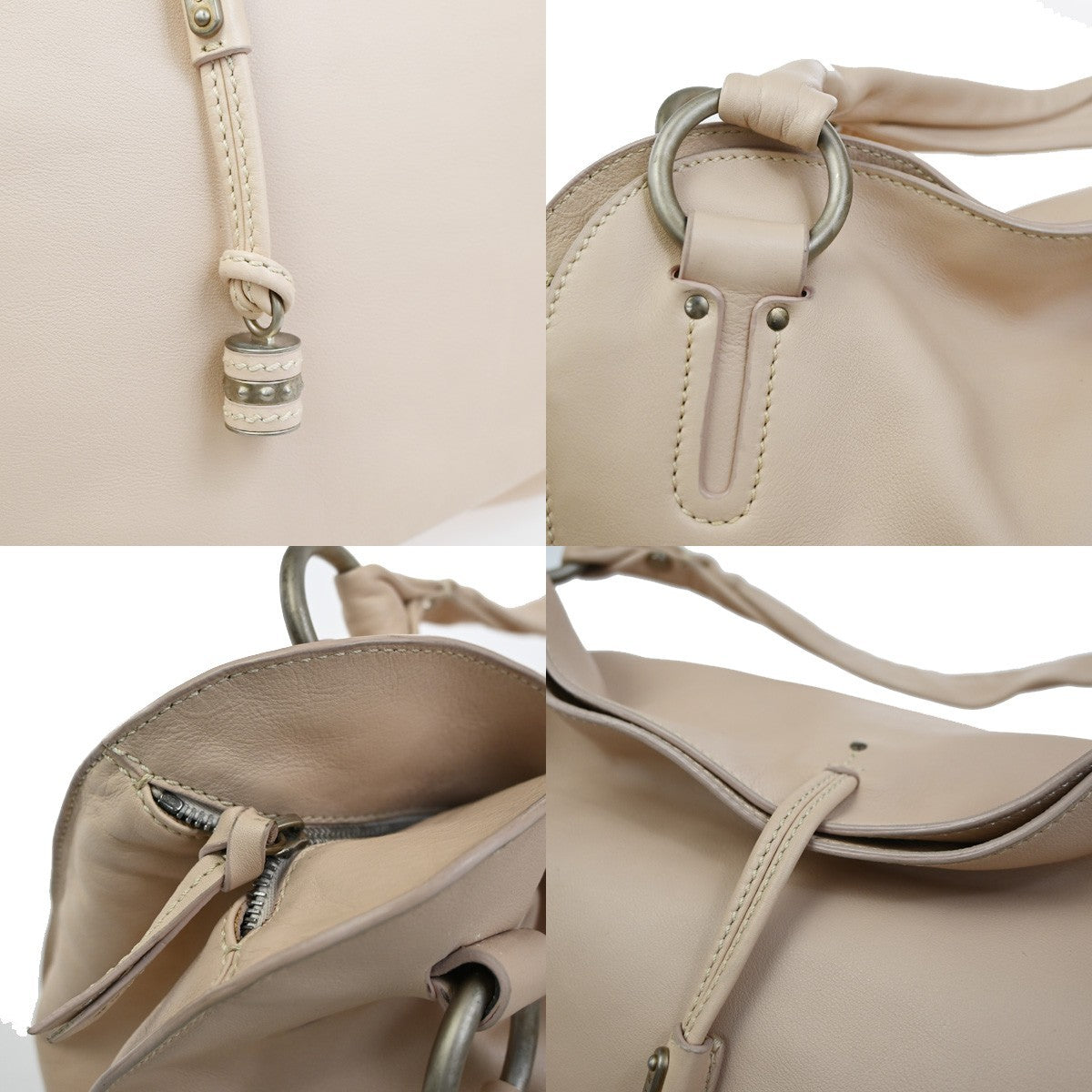 CELINE Logo Bittersweet Shoulder Hand Bag Leather Beige SHW Italy 76YH959