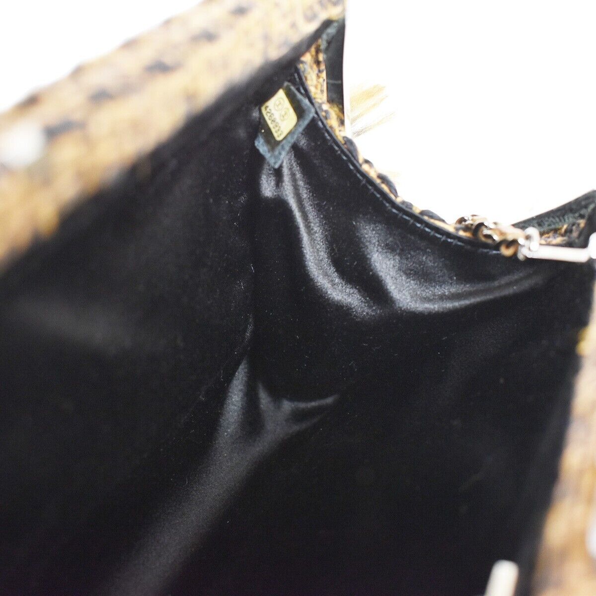 CHANEL CC Logo 2Way Chain Shoulder Clutch Bag Fur Wool Leather Brown 683LC294