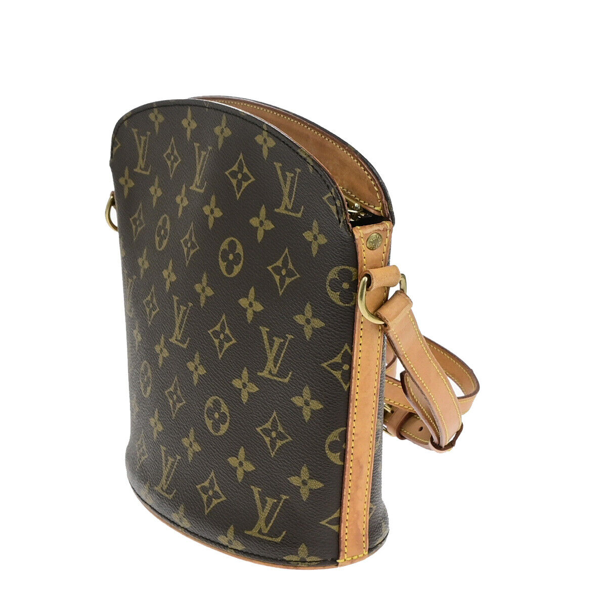 LOUIS VUITTON Logo Drouot Shoulder Bag Monogram Leather Brown M51290 73YF424