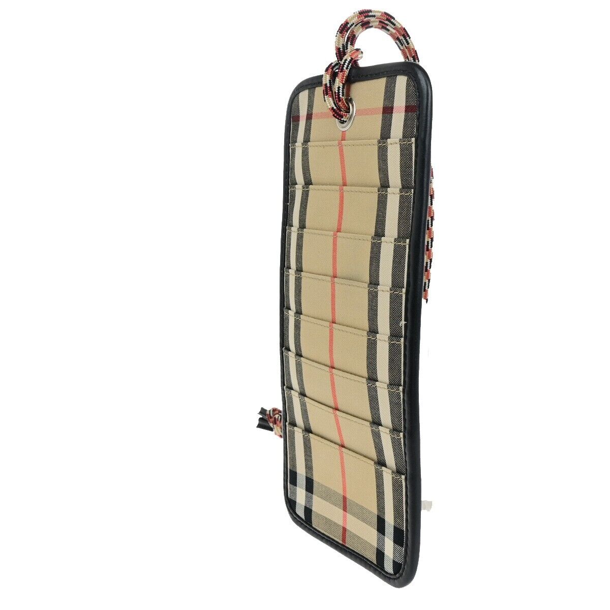 BURBERRY Logo Check Card Case Holder Canvas Leather Brown Black Italy 67EB823