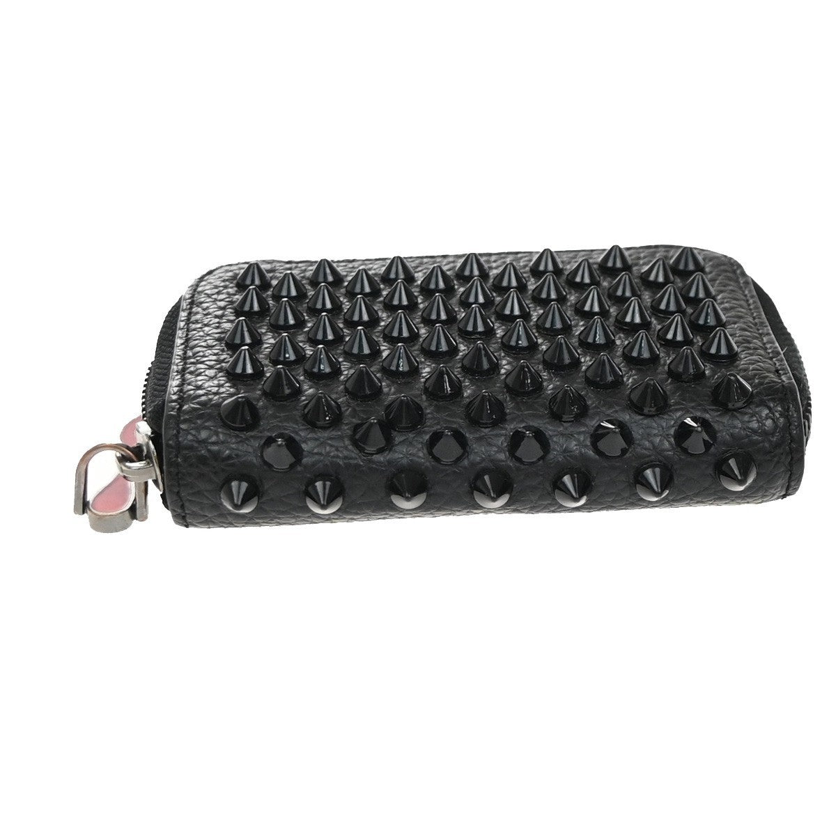 CHRISTIAN LOUBOUTIN Panettone Coin Case Compact Wallet Leather Black 69EG191