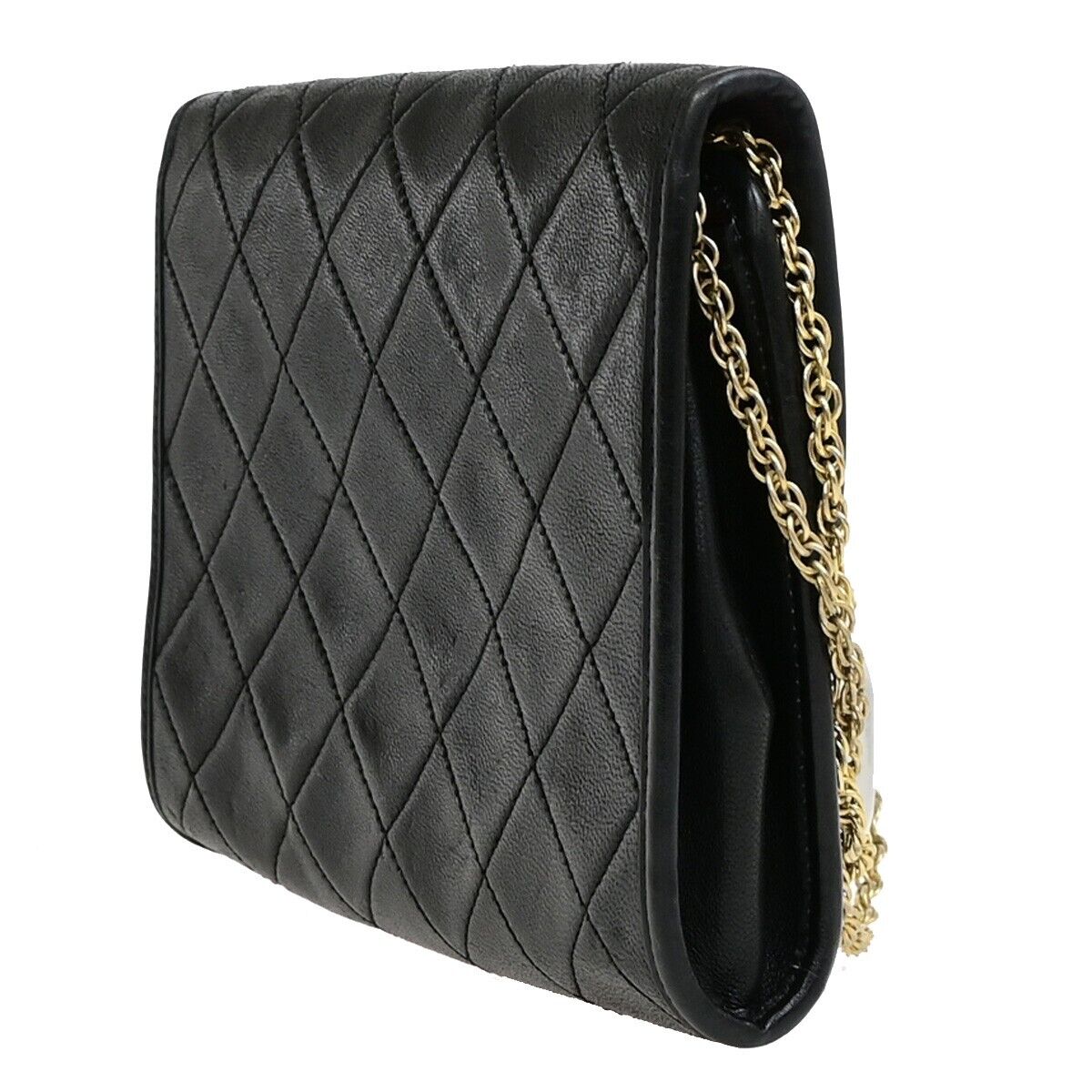 CHANEL CC Logo Mini Matelasse Chain Shoulder Bag Leather Black GHW 600RF228