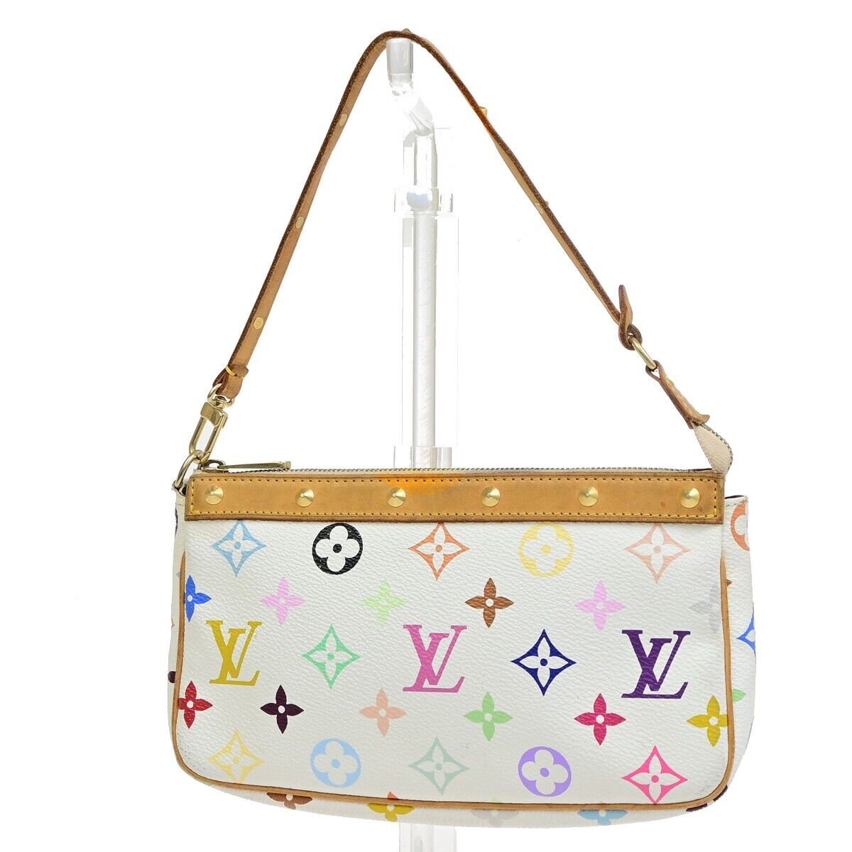 LOUIS VUITTON Pochette Accessoires Hand Bag Monogram Multi White M92649 667RF226