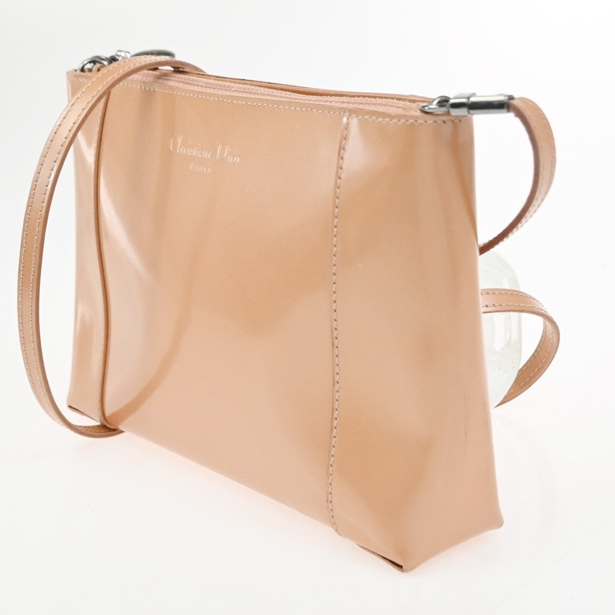 CHRISTIAN DIOR  Crossbody Shoulder Bag Patent Leather Beige SHW Italy 05CA914