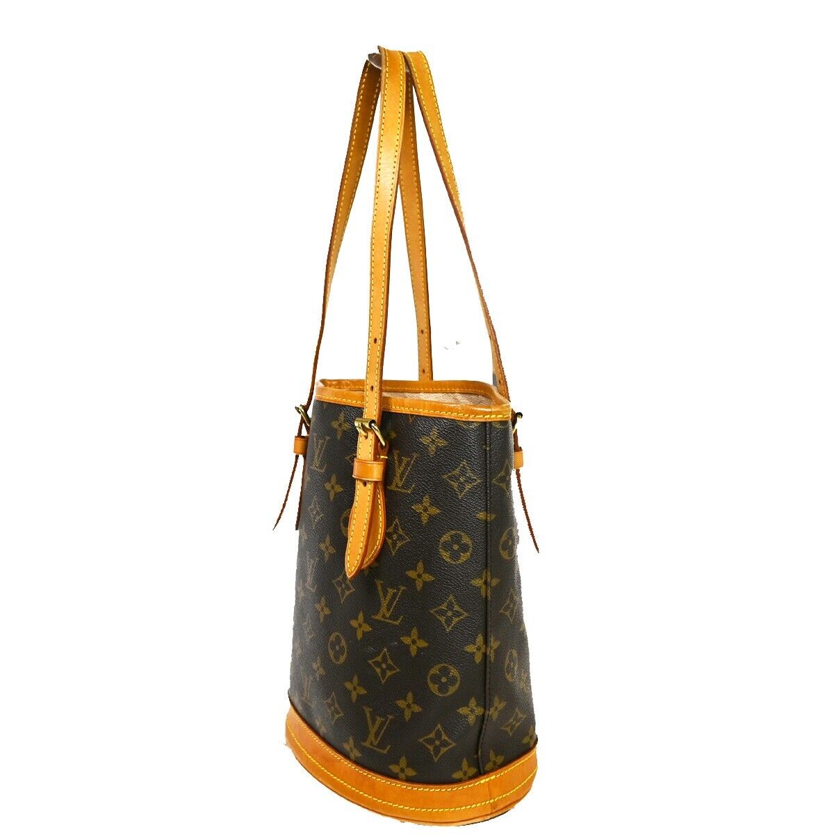 LOUIS VUITTON BUCKET PM Shoulder Tote Bag Monogram Leather Brown M42238 98SH015