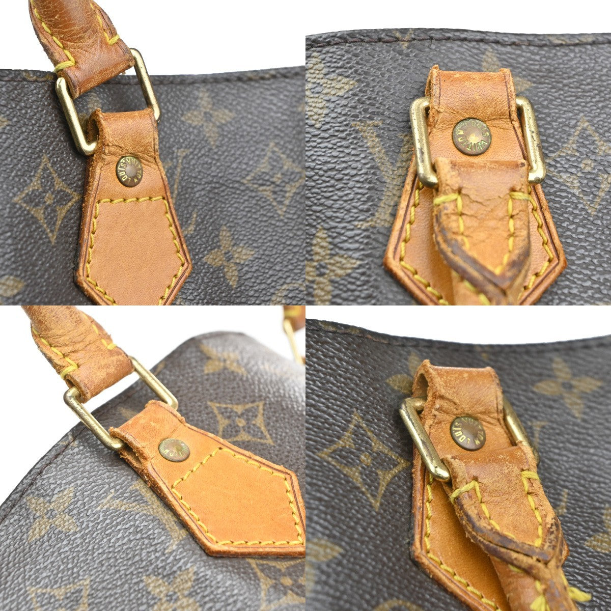 LOUIS VUITTON Logo Sac Plat Hand Tote Bag Monogram Leather Brown M51140 66CA931
