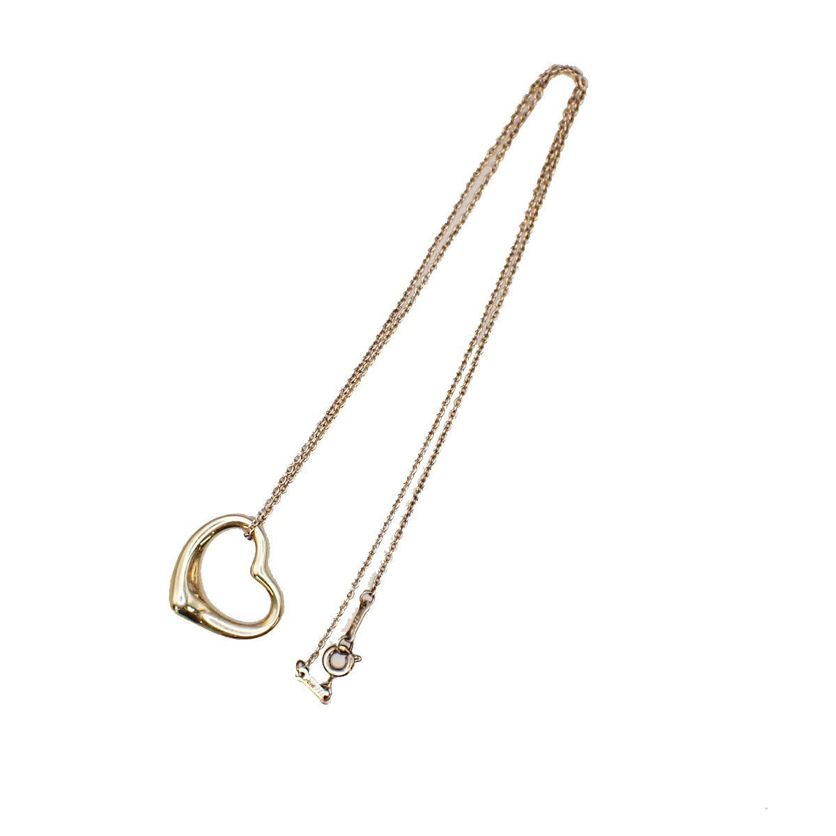 TIFFANY & CO. Open Heart 22mm Chain Necklace Silver Ag 925 Gold-Plated 01KA965