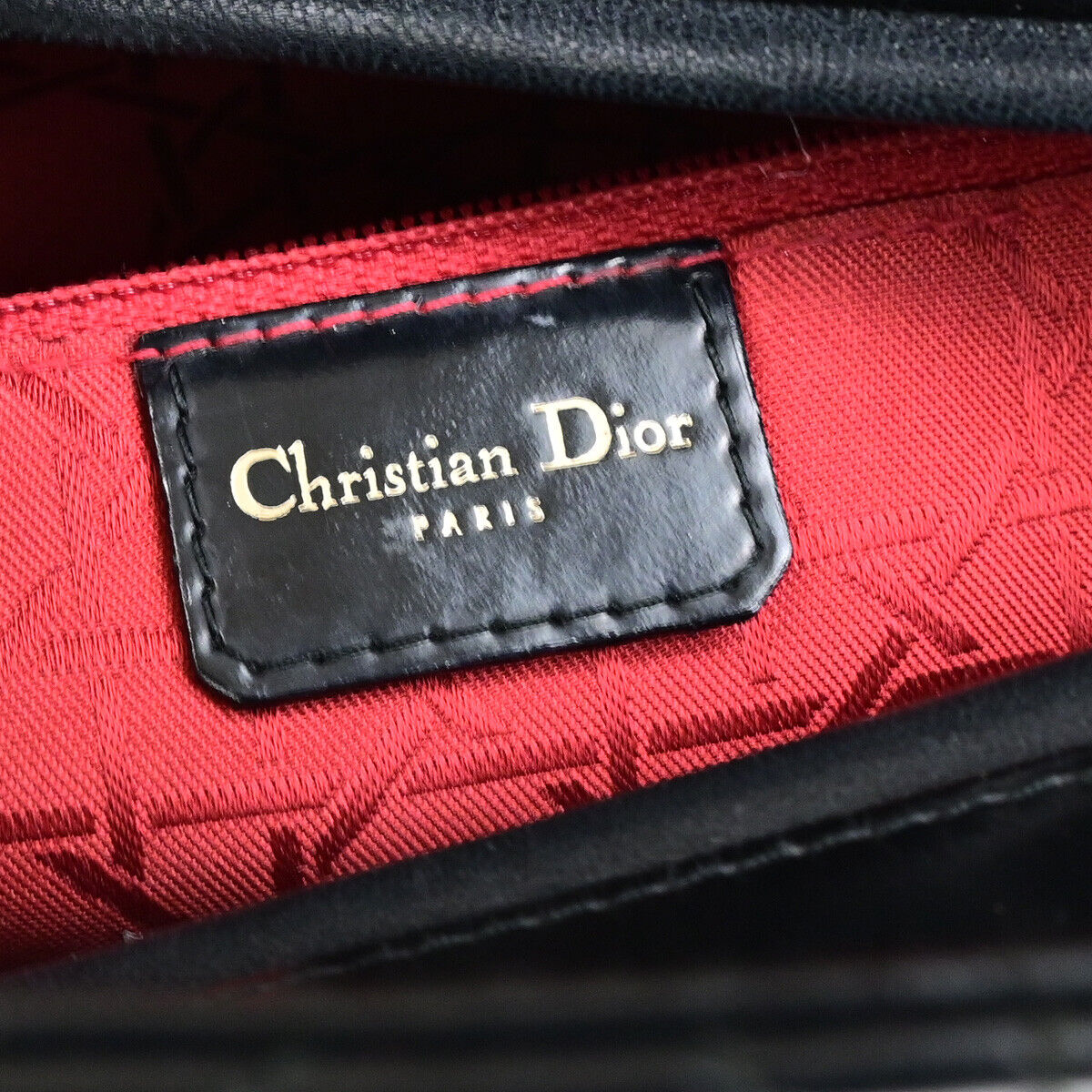 CHRISTIAN DIOR Logo Cannage Shoulder Bag Patent Leather Black GHW Italy 31YG637
