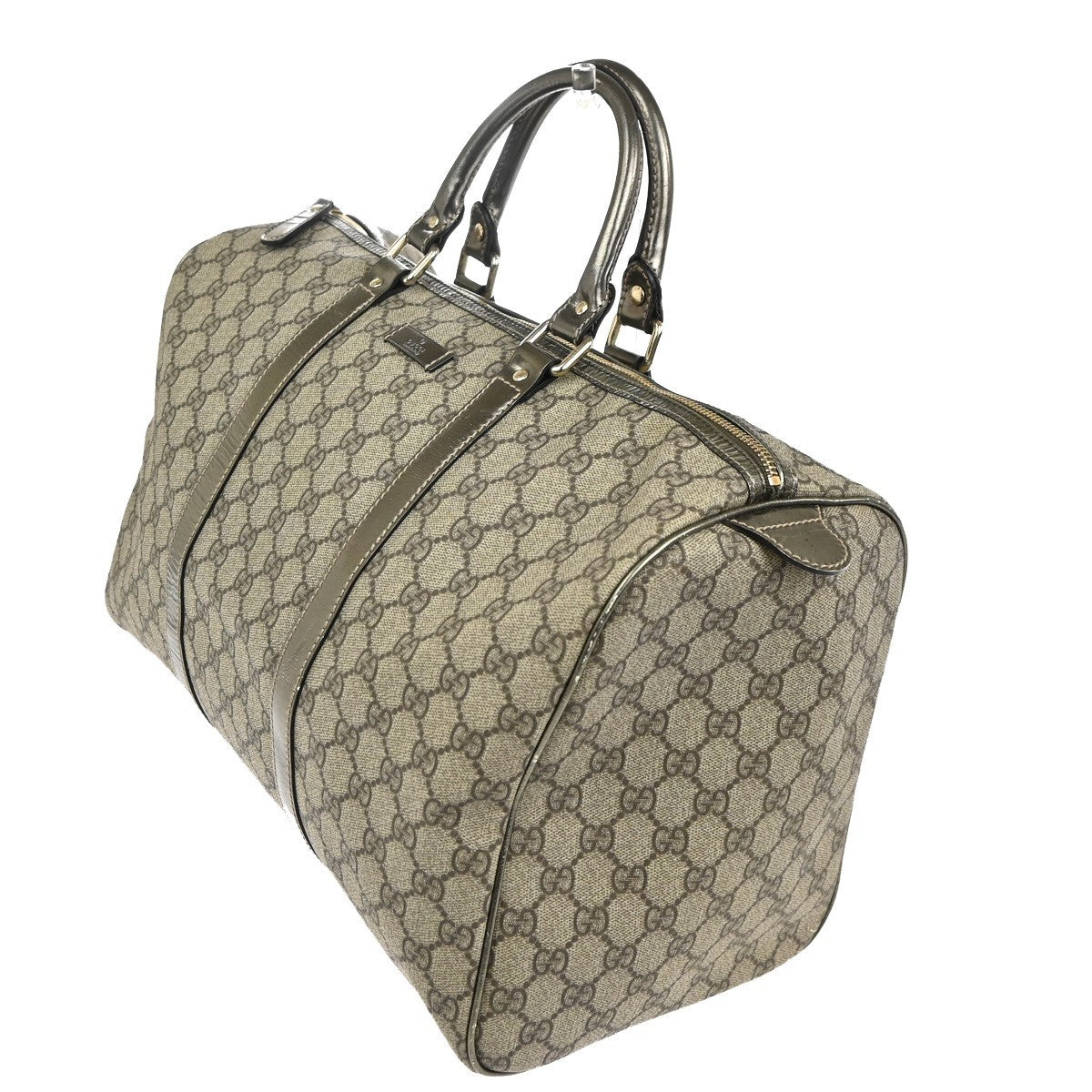 GUCCI GG Pattern Travel Hand Boston Bag Supreme Leather Beige Gold GHW 34TA514