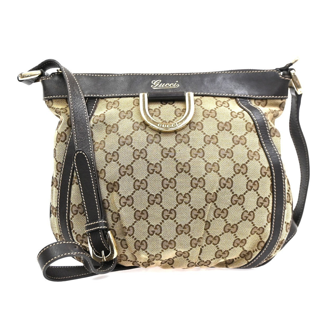GUCCI GG Pattern Abbey D-ring Shoulder Bag Canvas Leather Brown Italy  30KC604