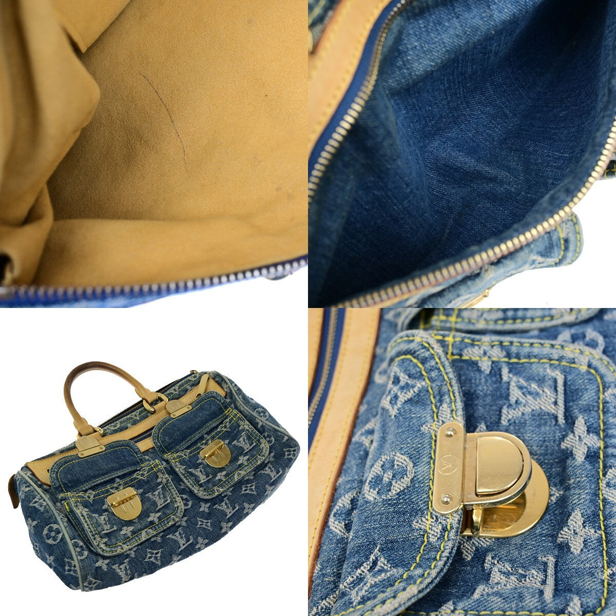 LOUIS VUITTON Neo Speedy Hand Bag Monogram Denim Leather Blue M95019 635RL005