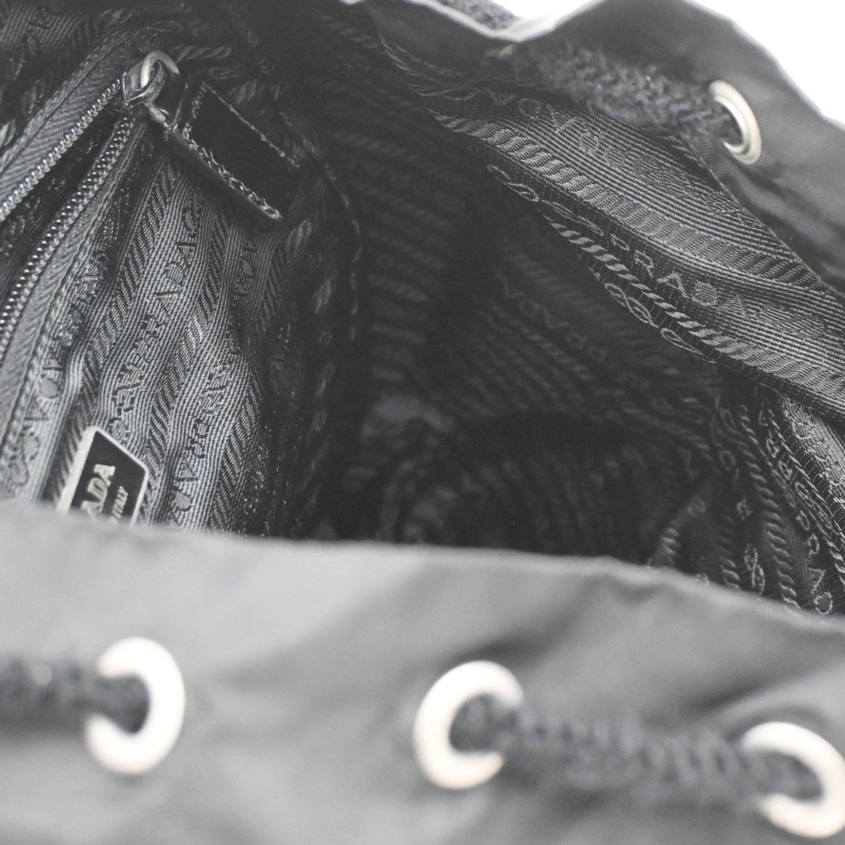 PRADA MILANO Logo Tessuto Drawstring Backpack Nylon Leather BK SHW Italy 62CA502