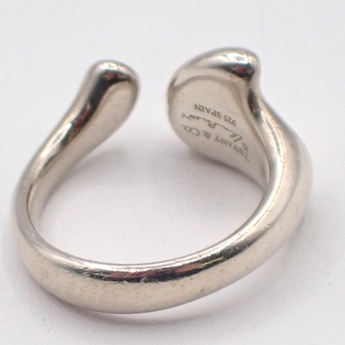 Tiffany & Co. Logo Elsa Peretti Open Heart Ring US Size 6 Silver Ag 925 09KP561