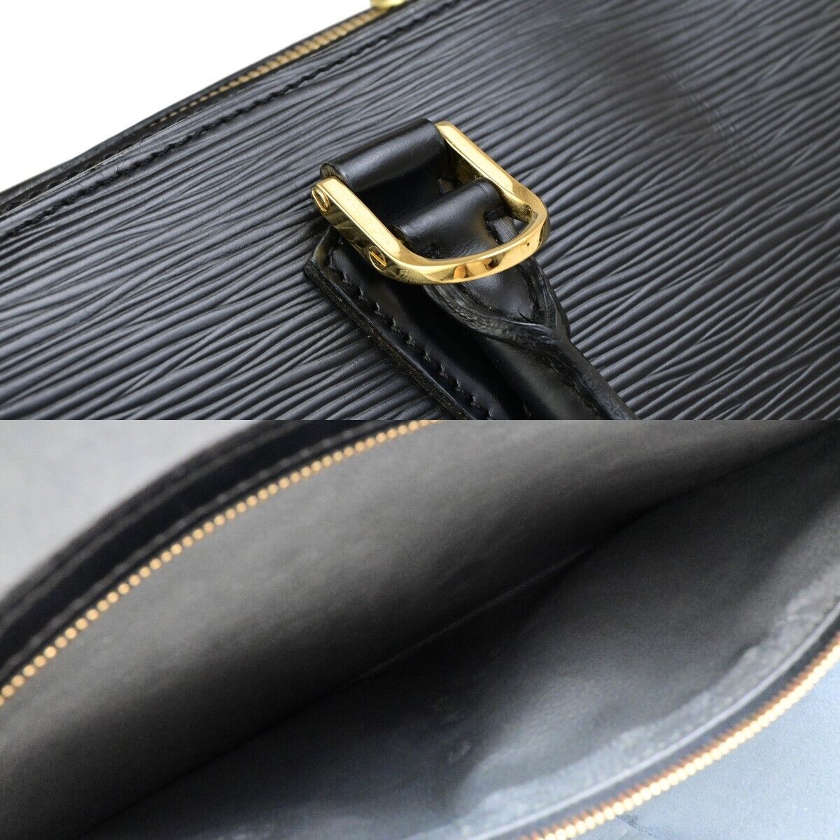 LOUIS VUITTON LV Logo Sorbonne Hand Bag Epi Leather Black France M54512 35ED052