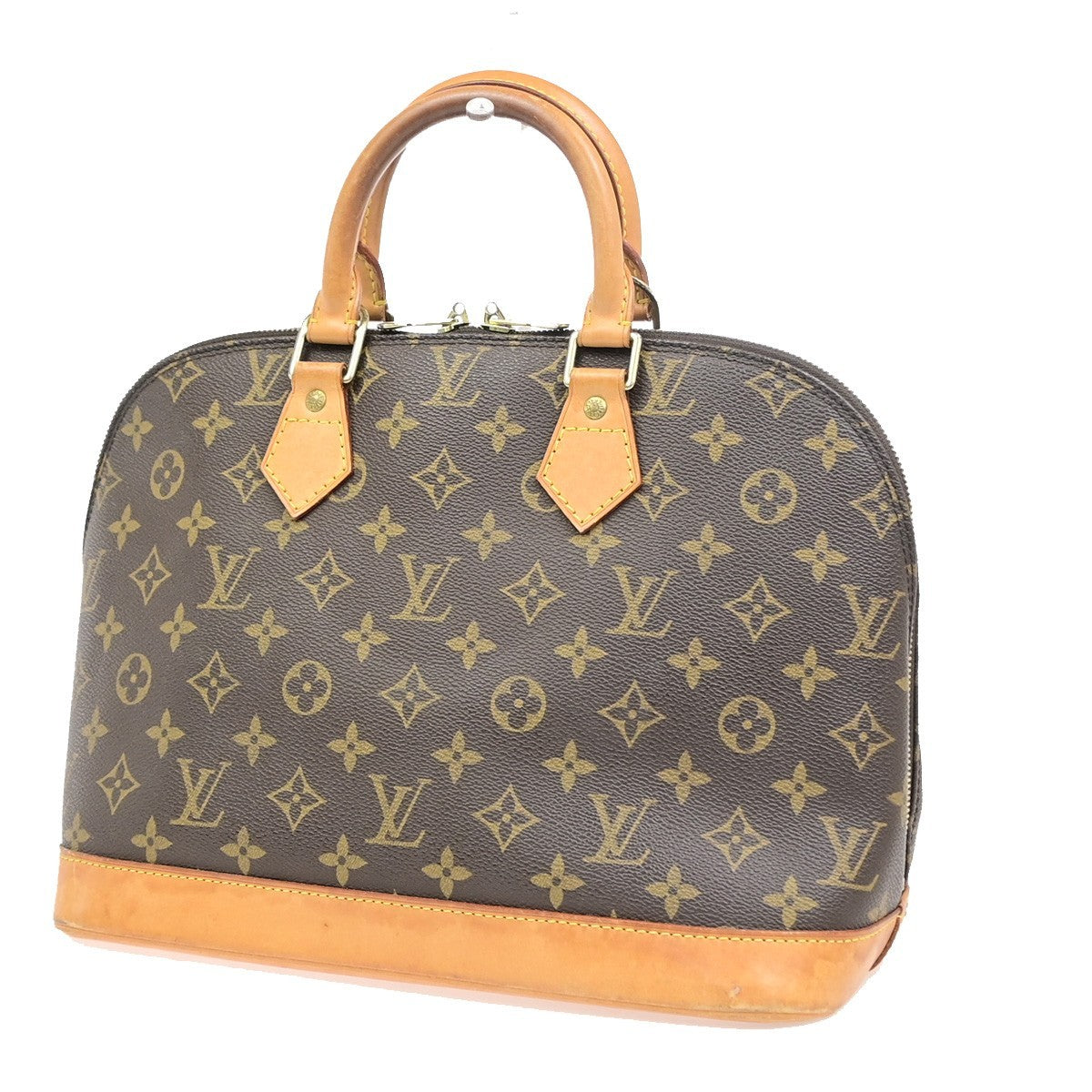 LOUIS VUITTON LV Logo Alma Hand Bag Monogram Leather Brown France M51130 85PA103