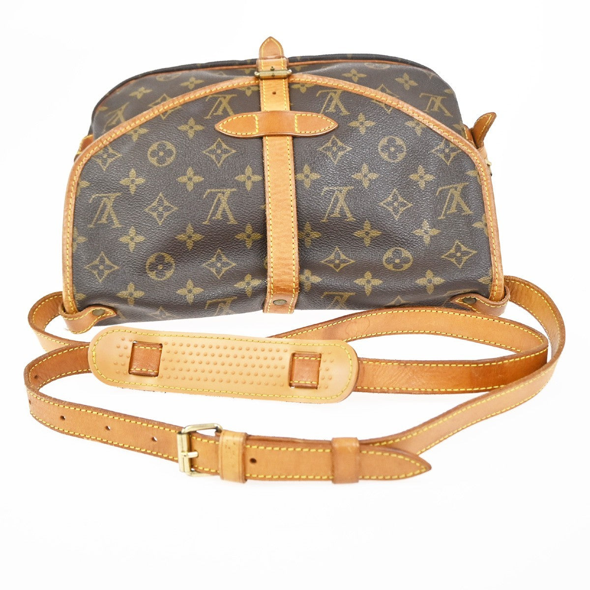 LOUIS VUITTON Logo Saumur 30 Shoulder Bag Monogram Leather Brown M42256 84CA912