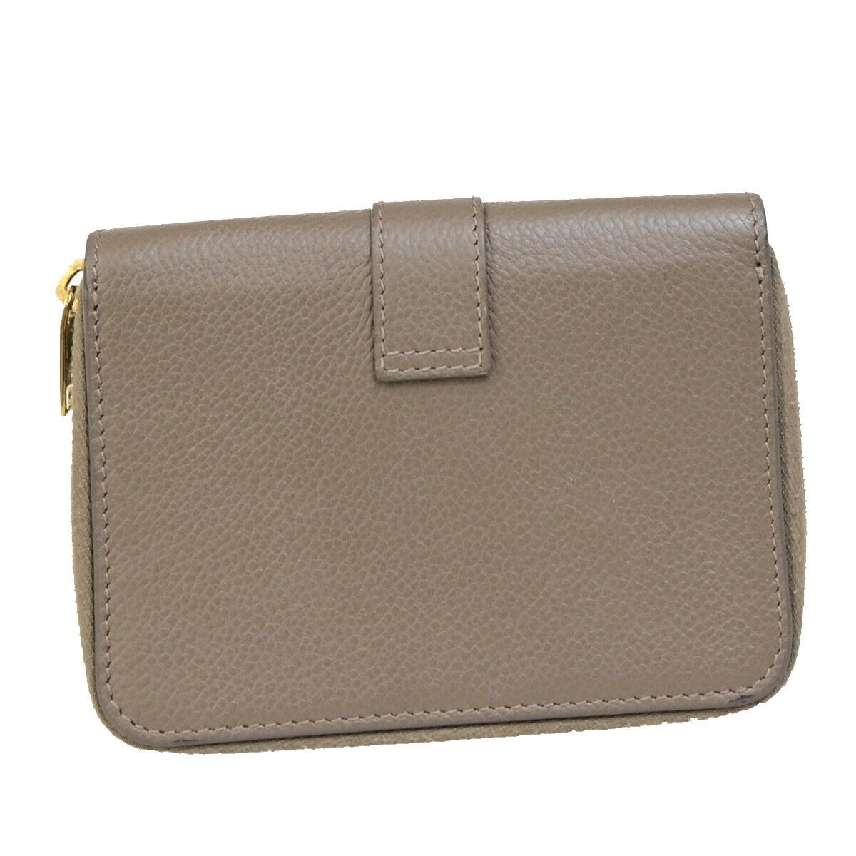 SAINT LAURENT YSL Logo Compact Bifold Wallet Purse Leather Brown 34KA400