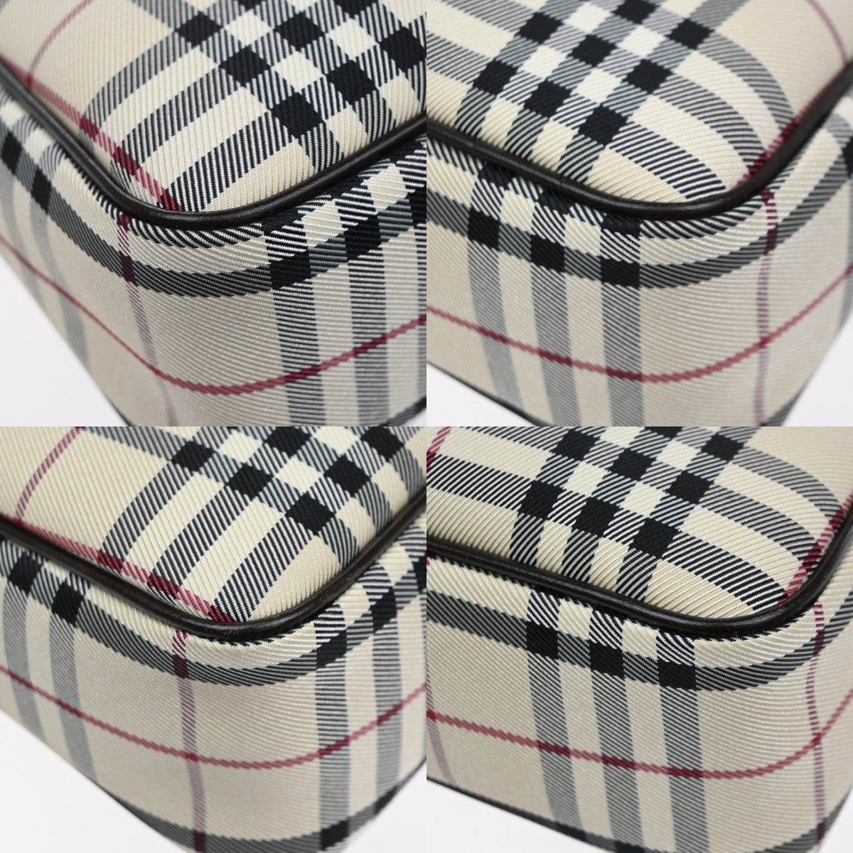 BUREBRRY logo Plaid print check Shoulder Bag Canvas  Leather  Brown  70RQ052