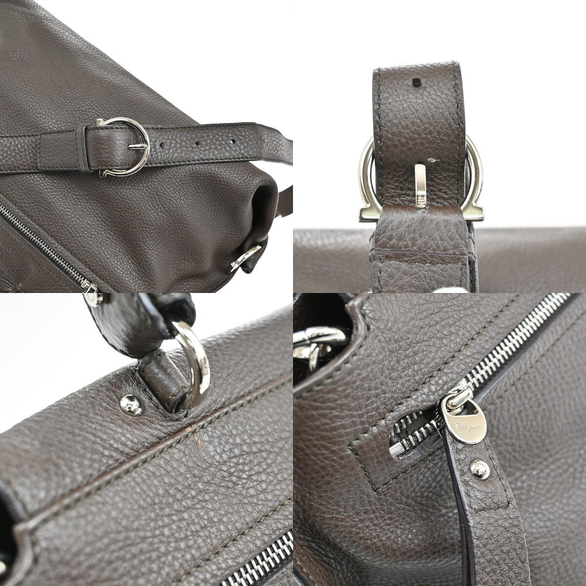 SALVATORE FERRAGAMO Sofia Gancini 2Way Shoulder Hand Bag Leather Brown 86EE165