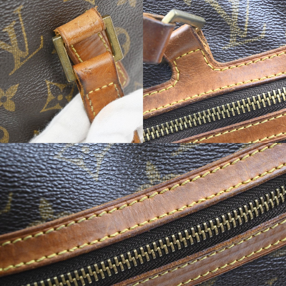 LOUIS VUITTON LV Logo Cite GM Shoulder Bag Monogram Leather Brown M51181 86MA527