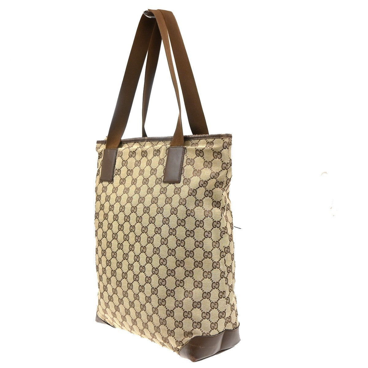 GUCCI Logo GG Pattern ShoulderTote Bag Canvas Leather Beige Italy 62MA132