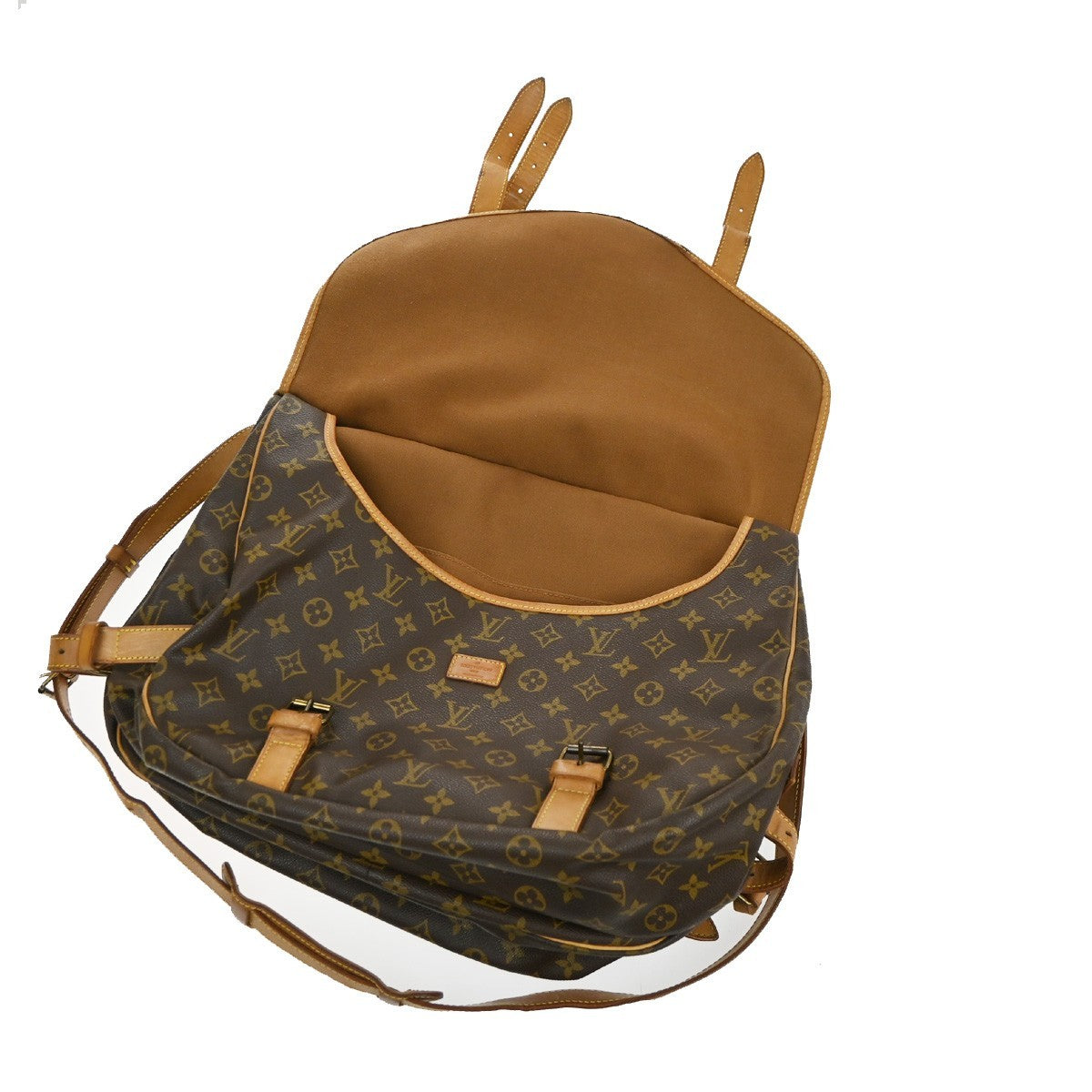 LOUIS VUITTON Logo Saumur 43 Shoulder Bag Monogram Leather Brown M42252 35MA673