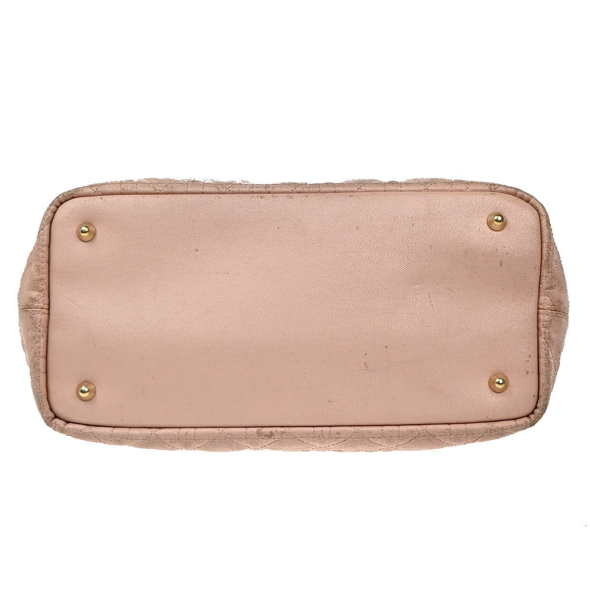 CHRISTIAN DIOR Panarea Cannage Shoulder Bag Coating Canvas Leather Pink 88KP284