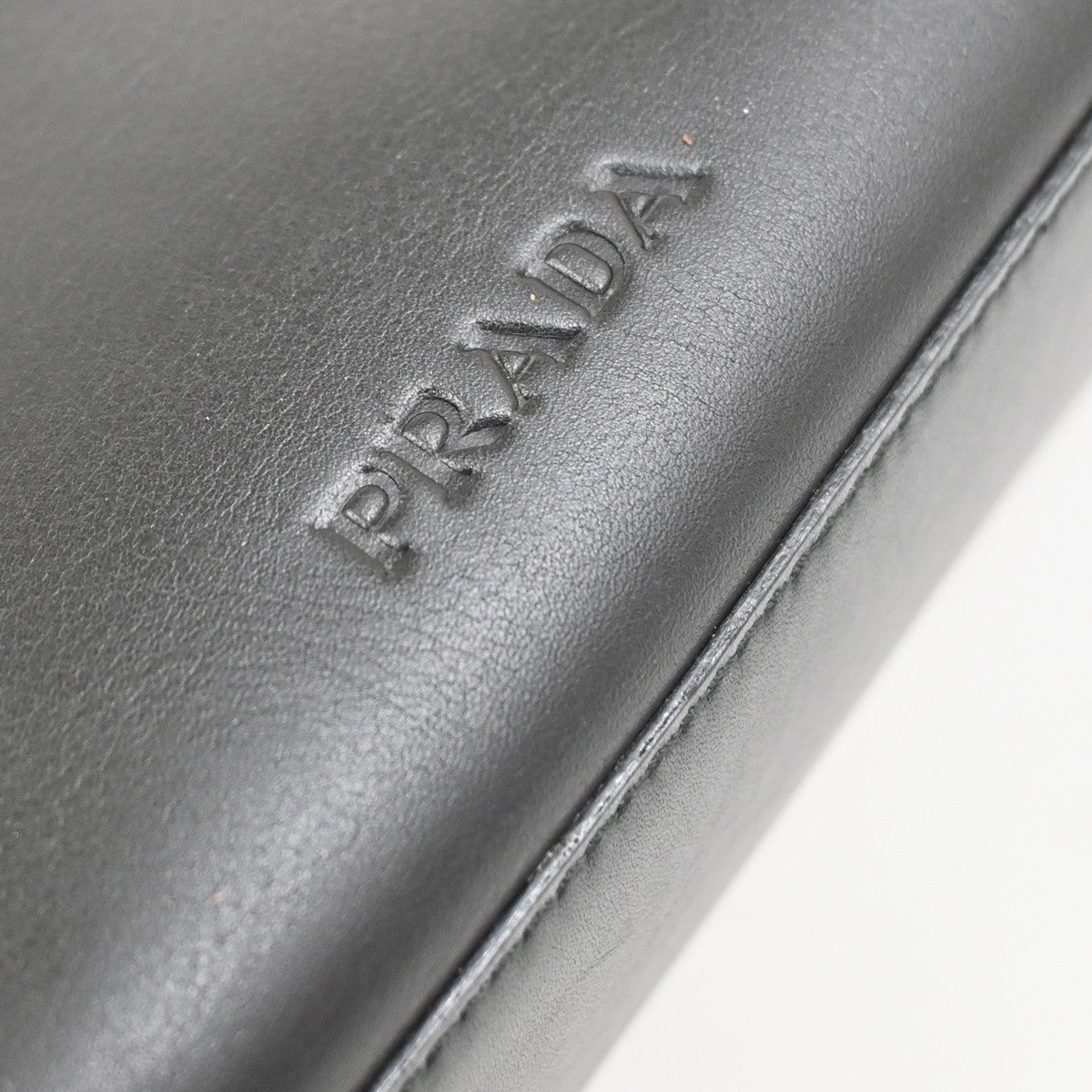 PRADA Logo Asymmetry Mini Hobo Shoulder Bag Leather Black Italy 11YJ086