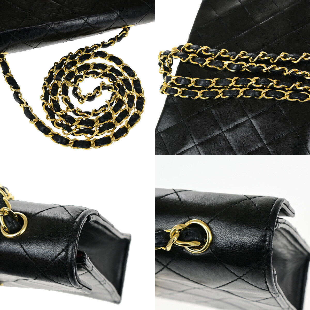 CHANEL CC Logo Matelasse Chain Shoulder Bag Leather Black GHW Vintage 341RJ922