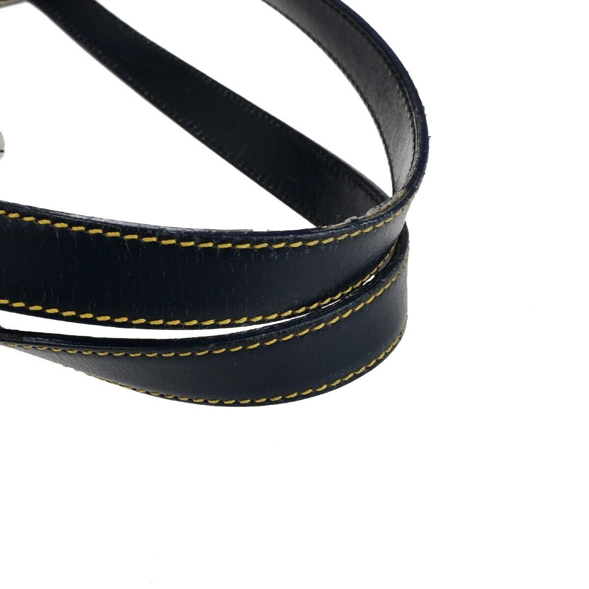 CHRISTIAN DIOR Trotter Pattern Shoulder Bag Canvas Leather Navy Blue 77ED282