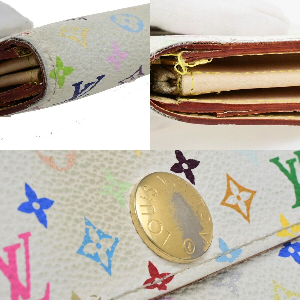 LOUIS VUITTON Long Bifold Wallet Portefeuille Sara multi White M93532 61KA458
