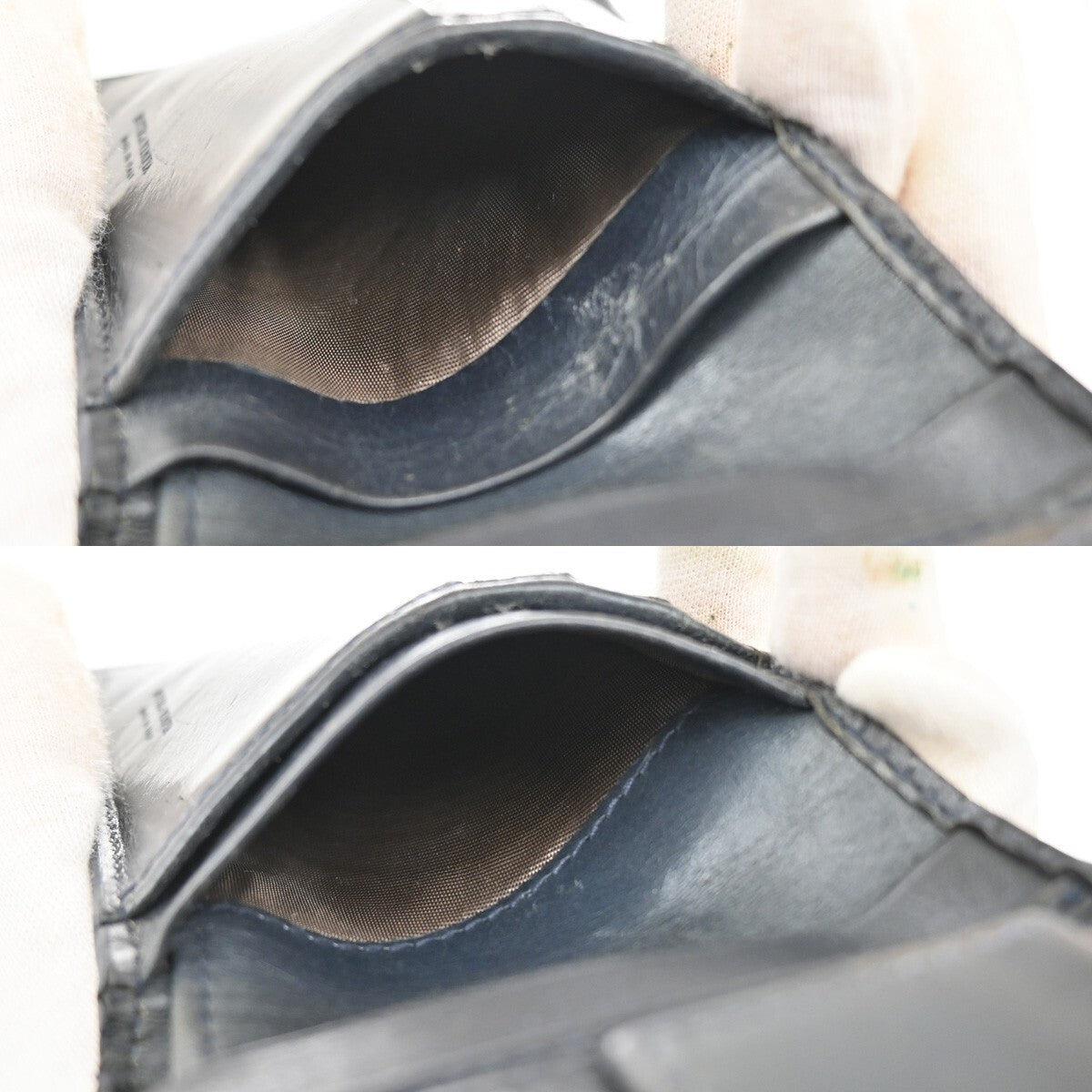 BOTTEGA VENETA Logo Intrecciato Bifold Compact Wallet Leather Navy Blue 07EE239