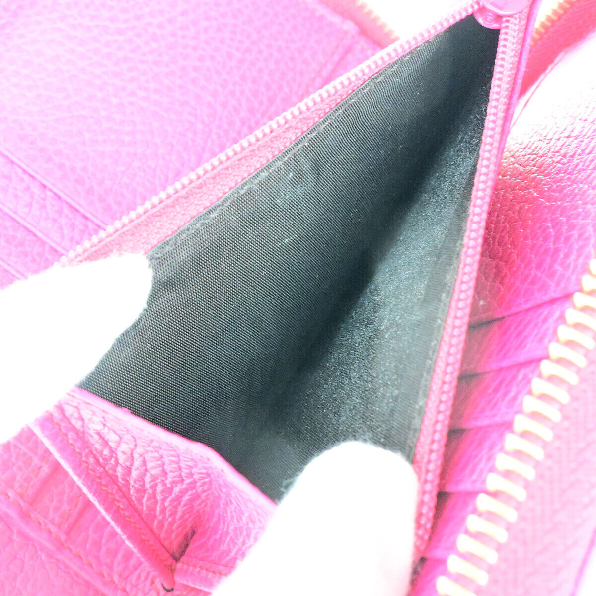 GUCCI Logo Zipper Around Wallet Purse Leather Pink Gold Italy 31RK310