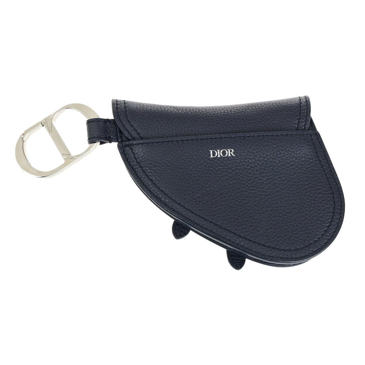 CHRISTIAN DIOR CD Logo Saddle Mini Pouch Bag Leather Navy Blue SHW Italy 85RK754