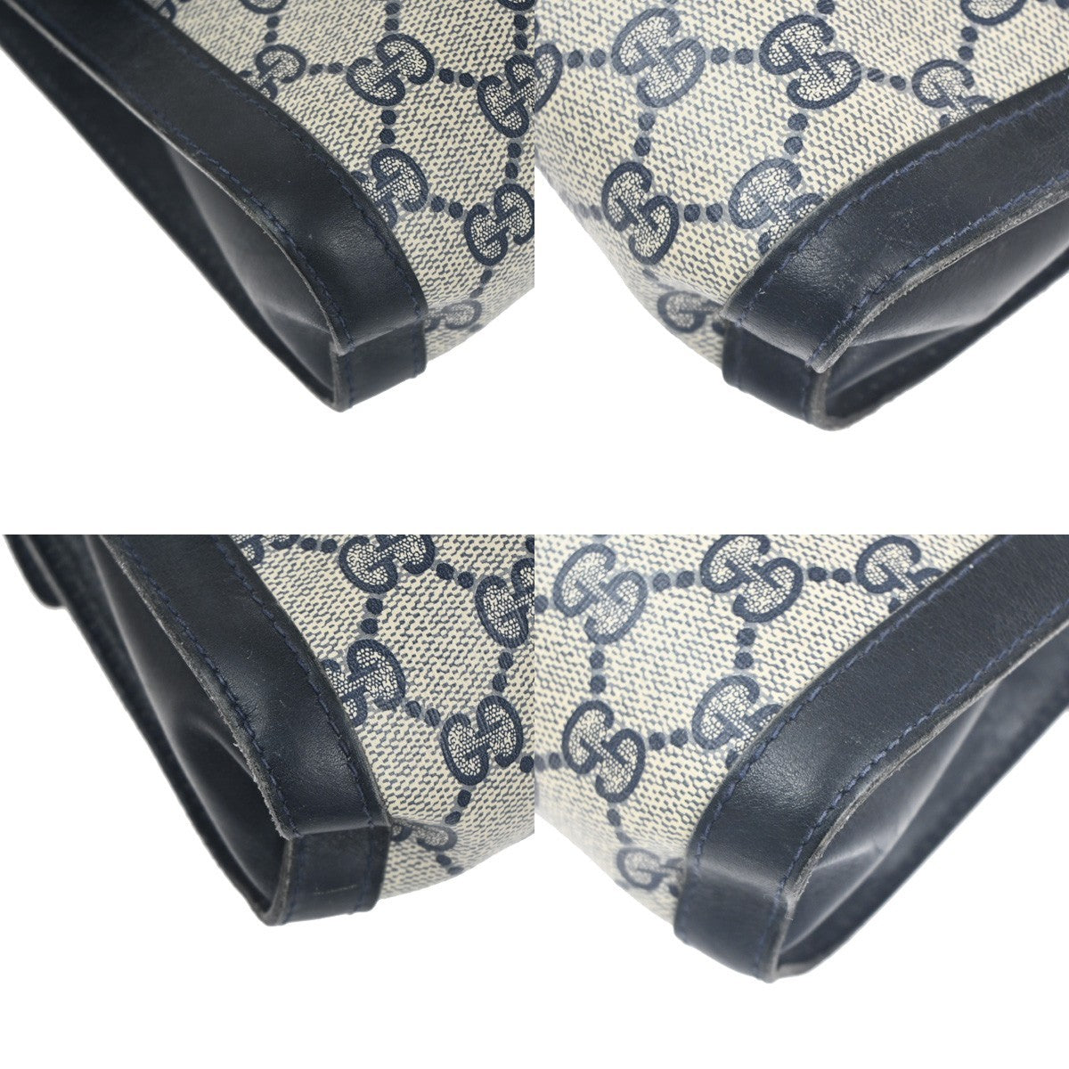 GUCCI Parfums GG Sherry Clutch Pouch Bag Leather PVC Navy Made in Italy 09TA592