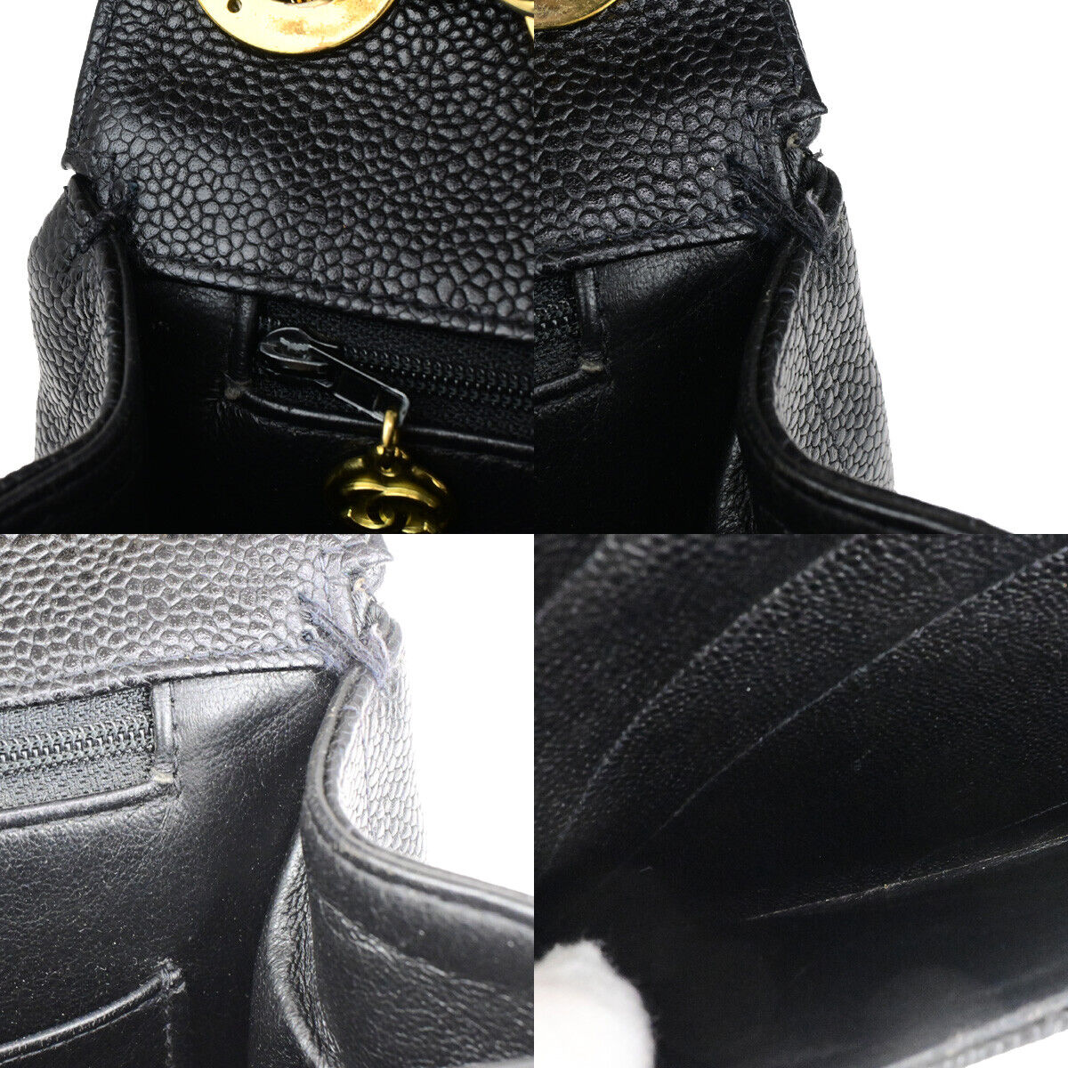 CHANEL CC Bias Stitch Chain Shoulder Bag Grained Calfskin Leather BK 744RK771
