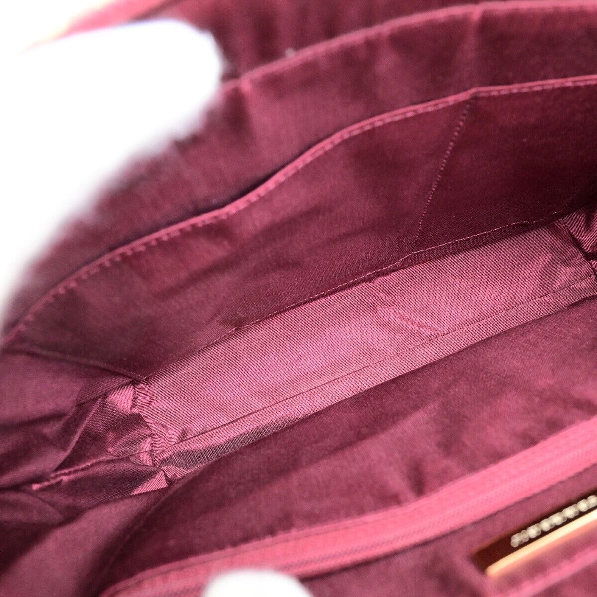 BURBERRY Logo Hand Bag Nova Check Canvas Leather Burgundy GHW 83RK727