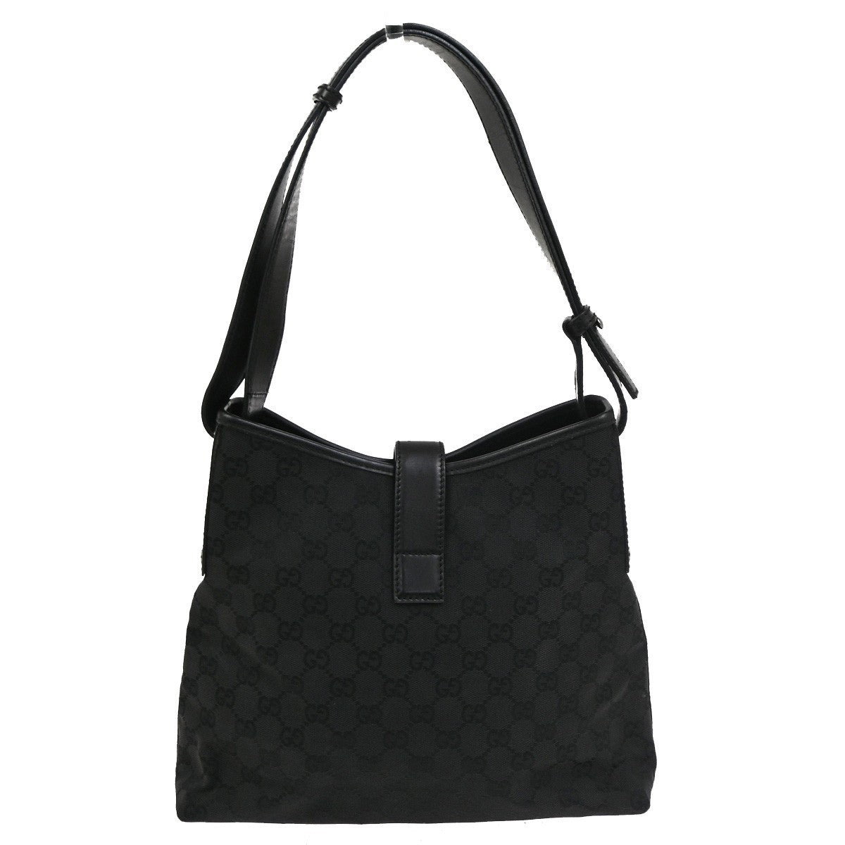 GUCCI Jackie GG Shoulder Hand Bag Canvas Leather Black Sliver Italy 85CB032