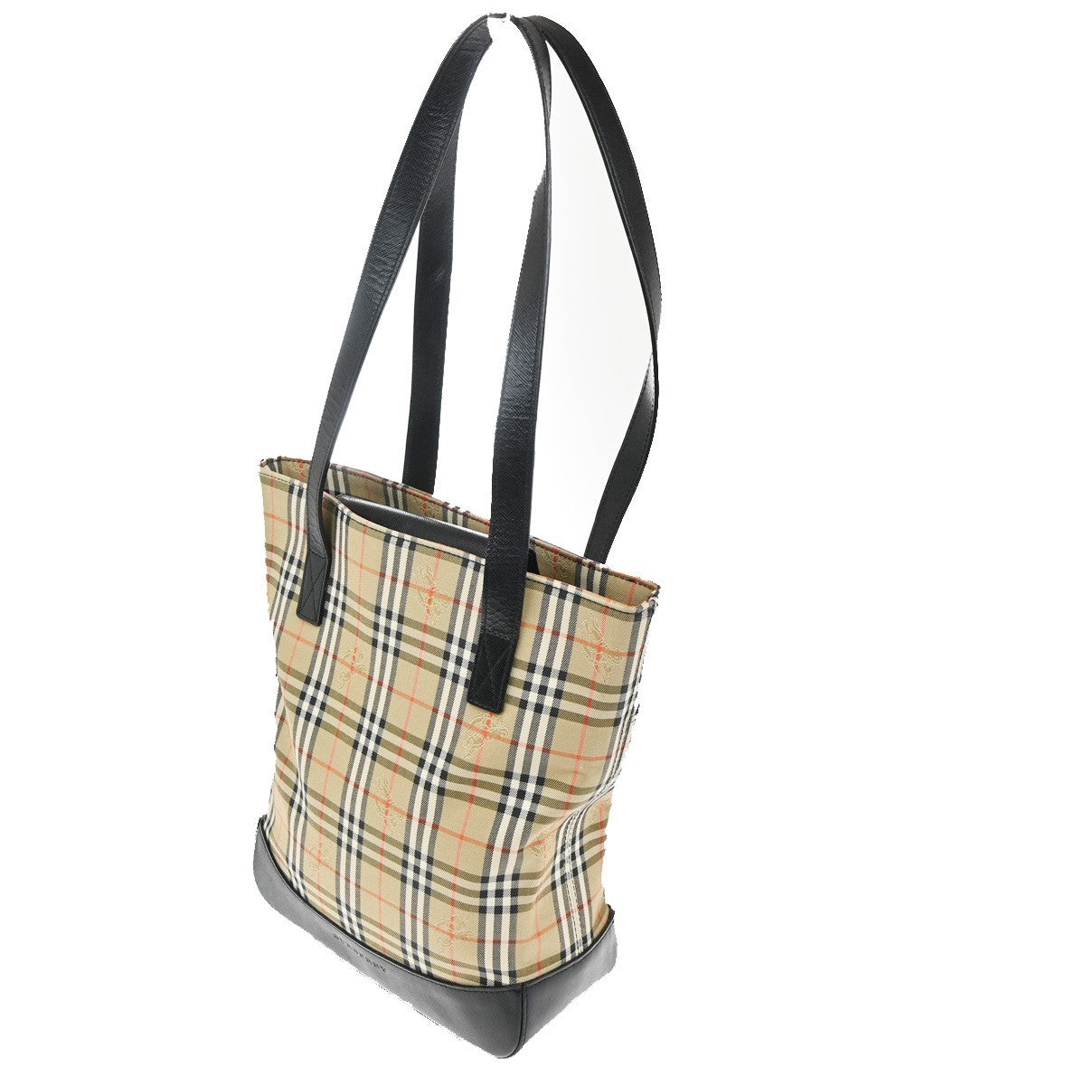 BURBERRY Logo Nova Check Shoulder Tote Bag Canvas Leather Beige Black 31RL707